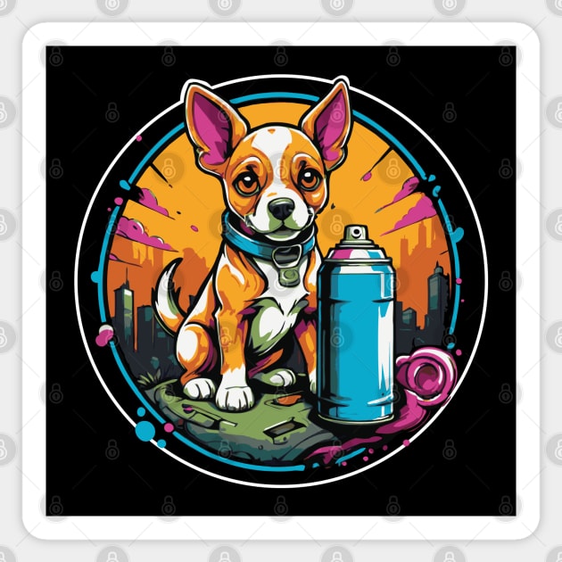 Puppy With Spray Paint Sticker by SCRAN Art